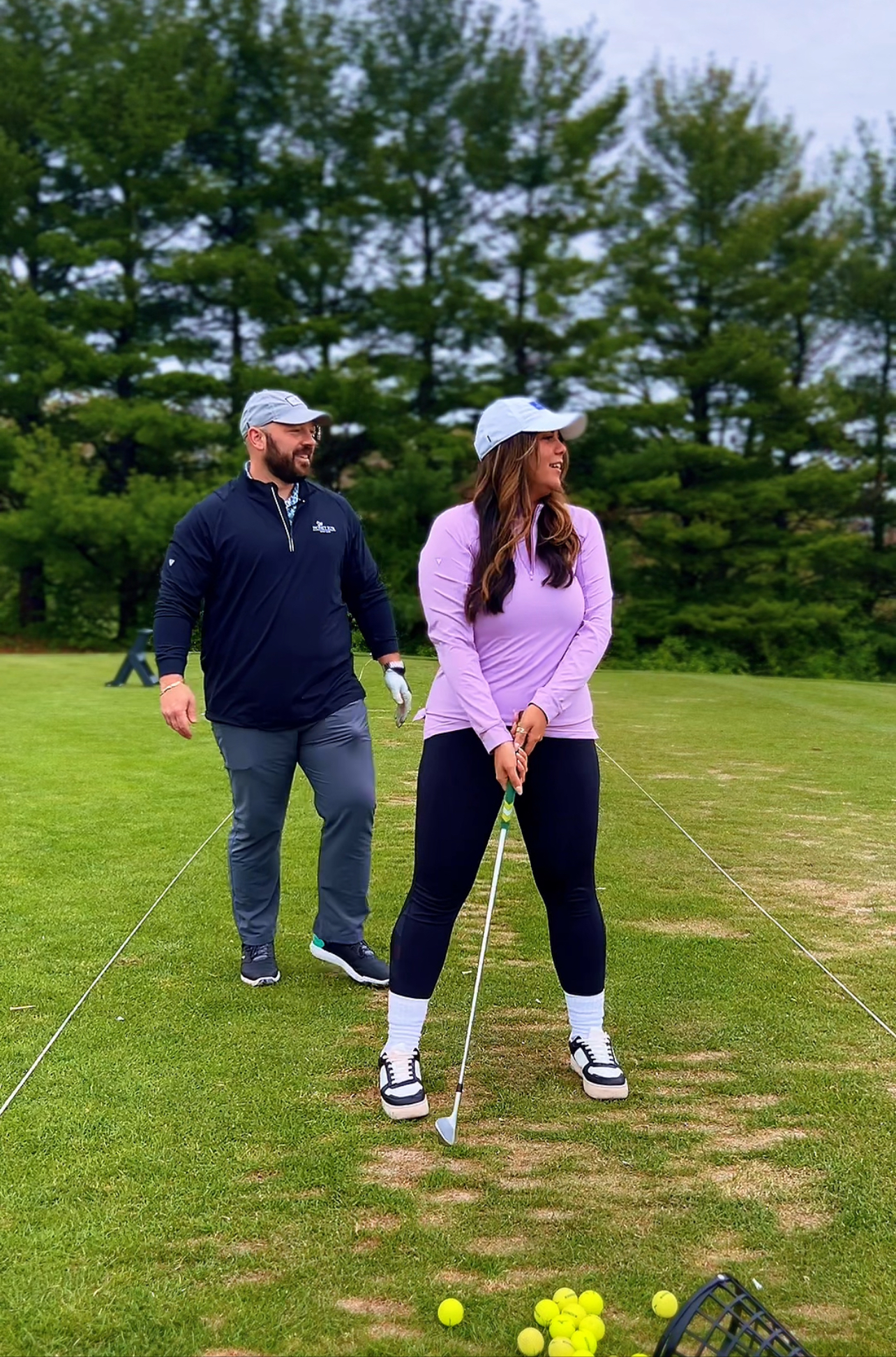 A couple about to tee off at Honey Run Golf Club